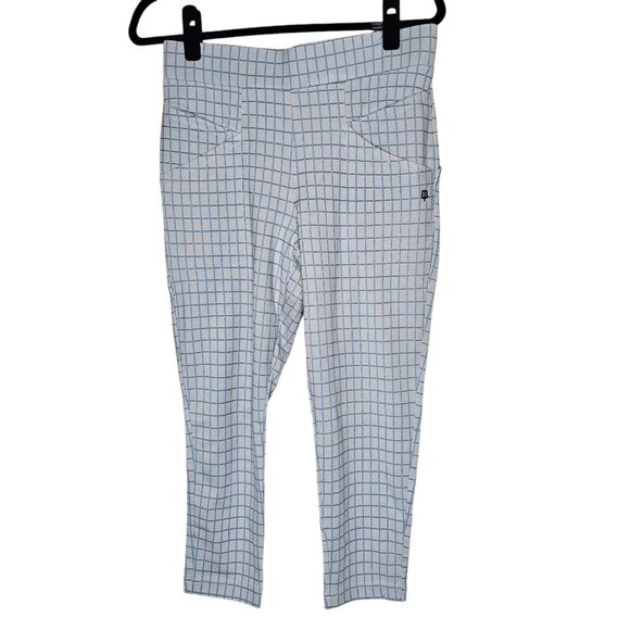 Betabrand MP Pants Journey Skinny  Blue Windowpane Plaid Office Career Comfort - Picture 1 of 8